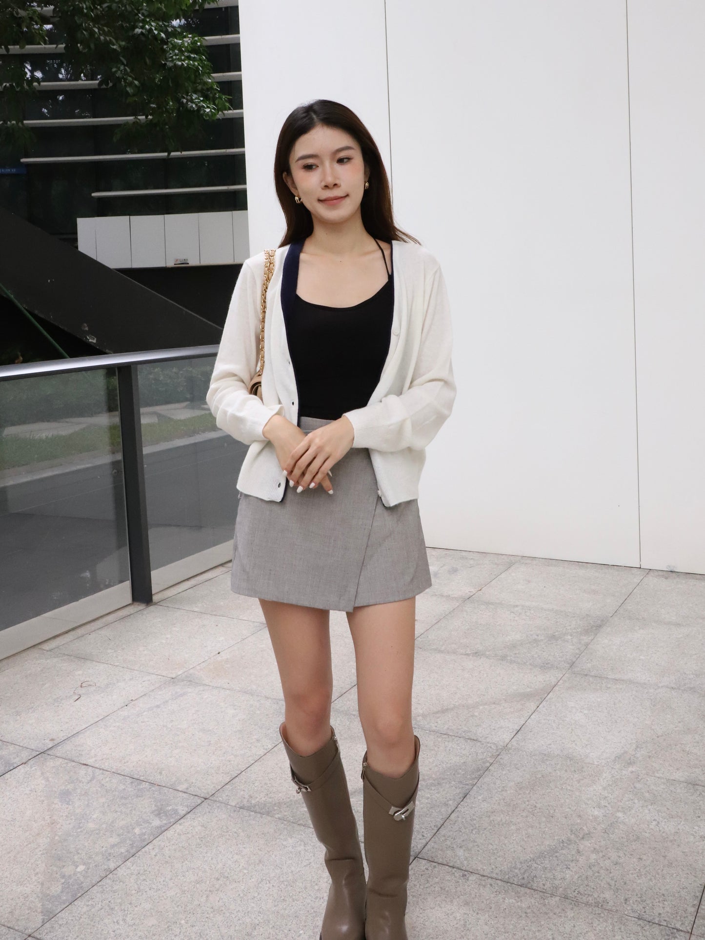 Outline White Cardigan