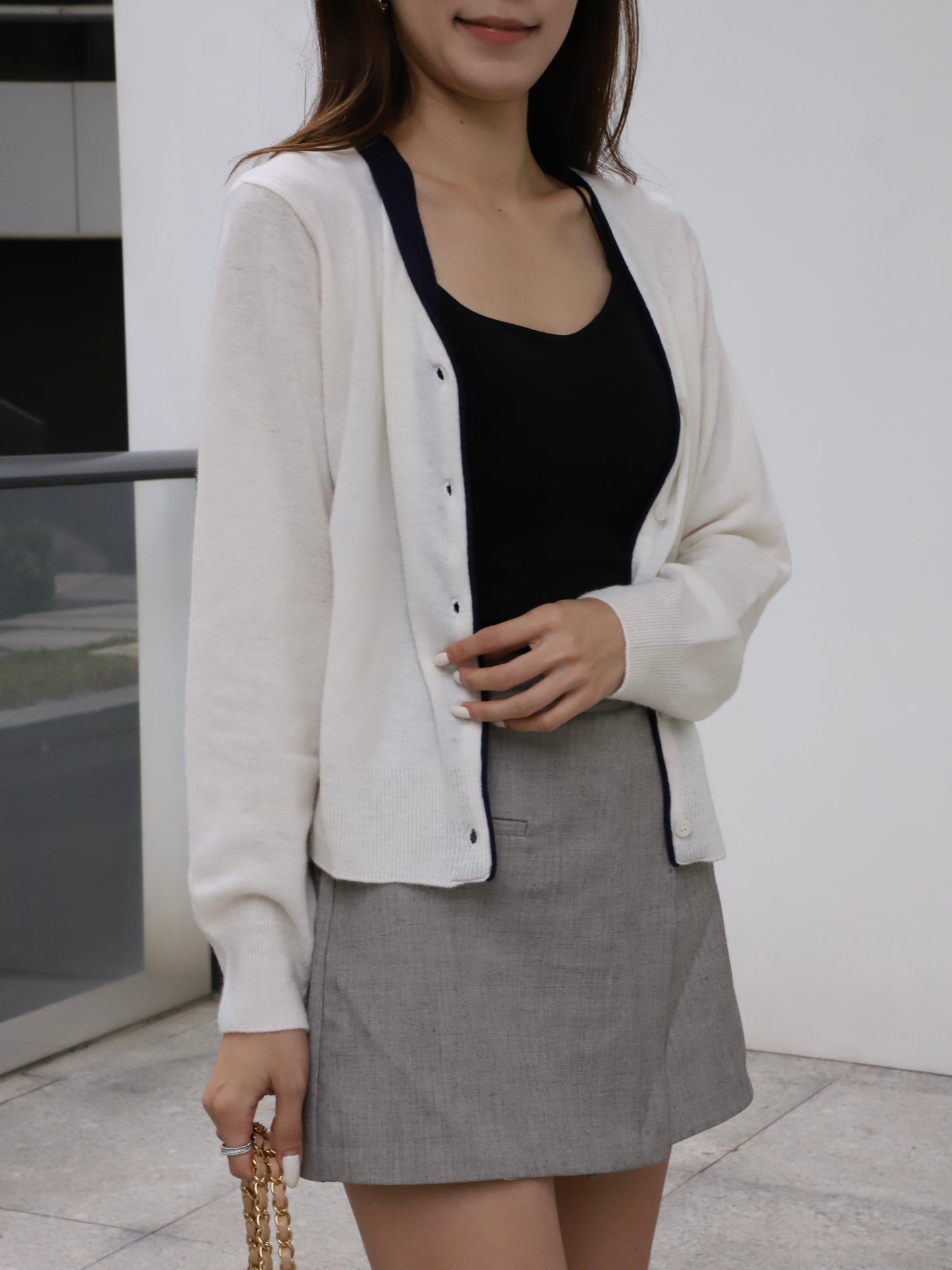 Outline White Cardigan