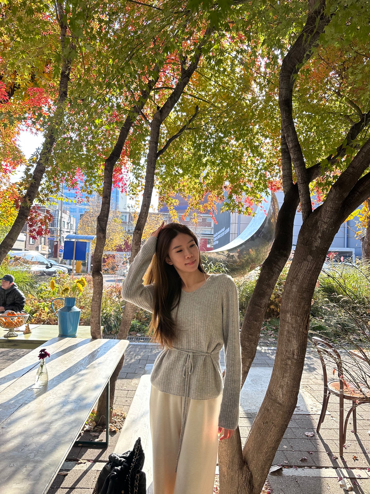 Wool V Neck with belt