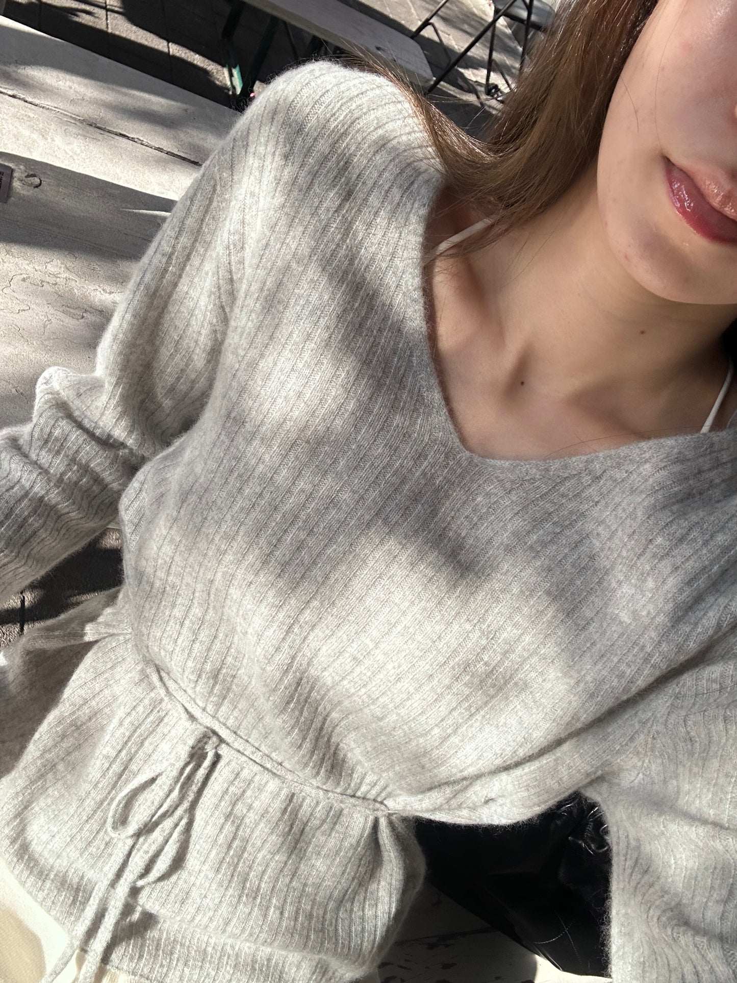 Wool V Neck with belt