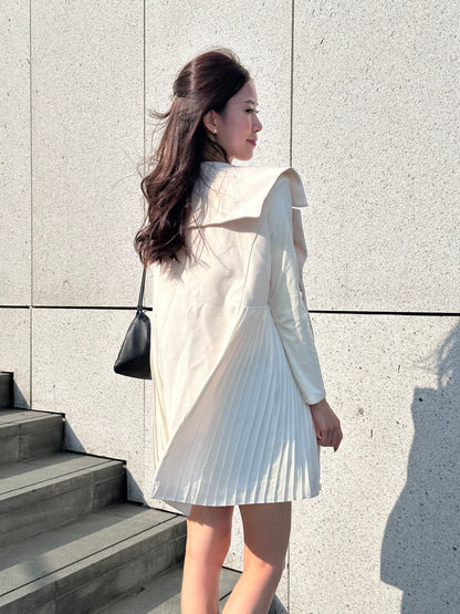 Pleated Trench Coat Mini Dress