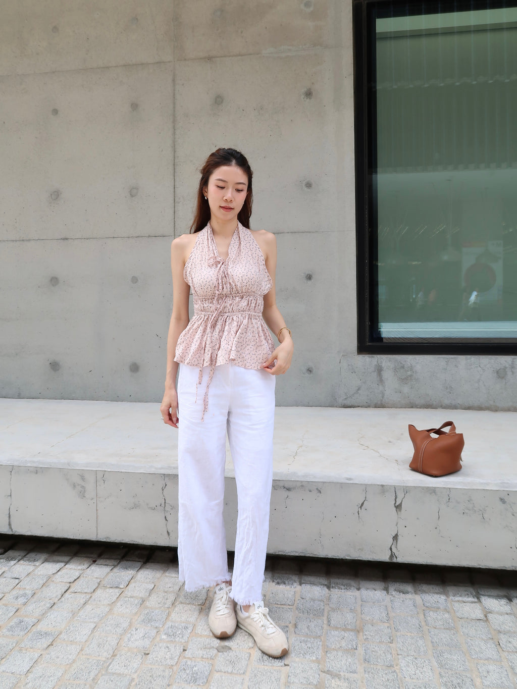 Cross Neck Flowery Tank Top