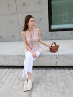 Cross Neck Flowery Tank Top