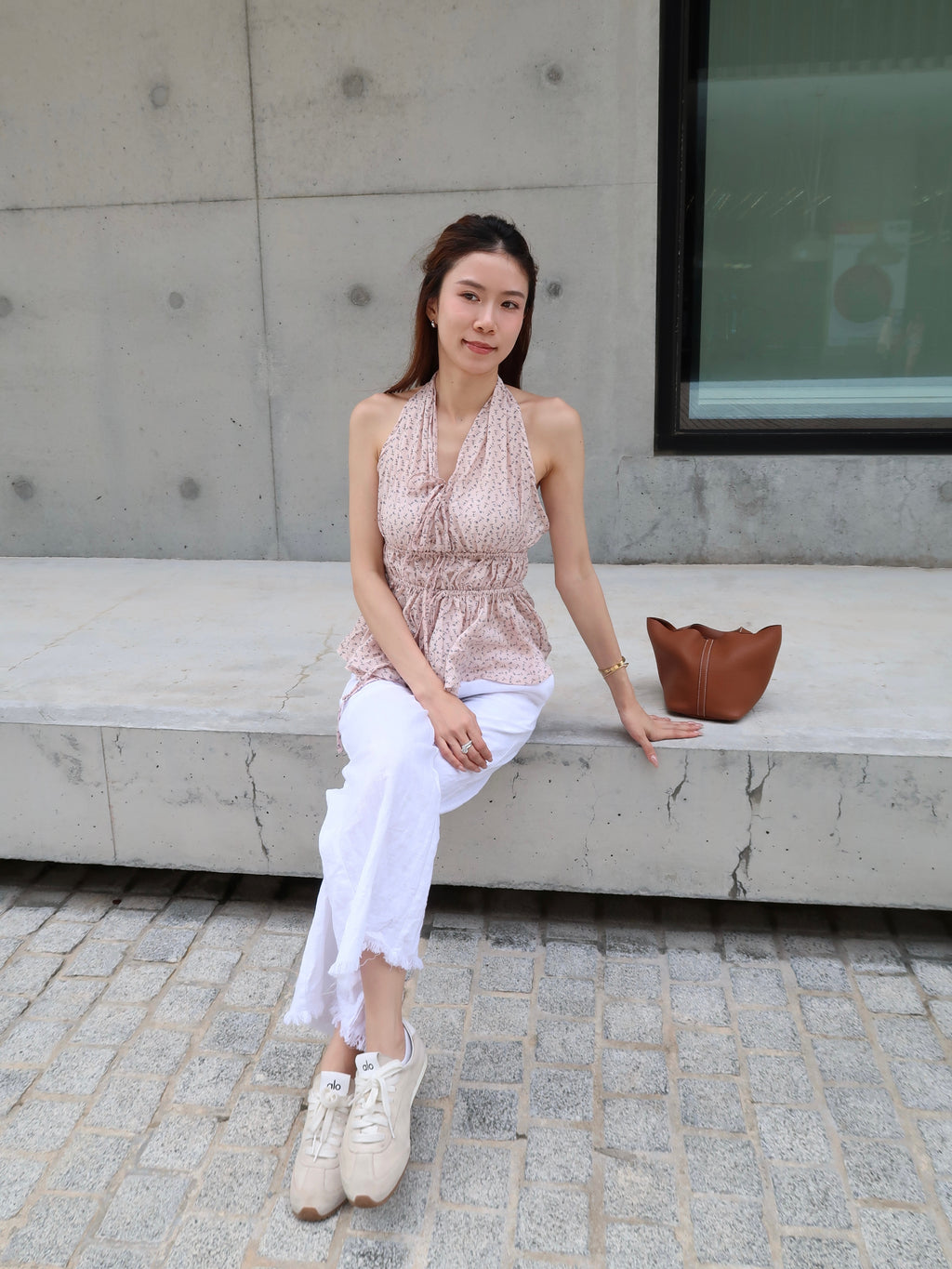 Cross Neck Flowery Tank Top