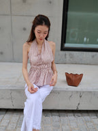Cross Neck Flowery Tank Top