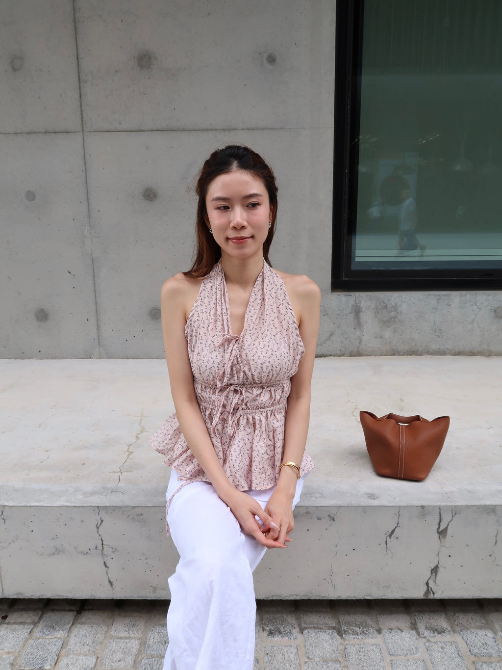 Cross Neck Flowery Tank Top