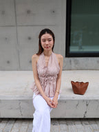 Cross Neck Flowery Tank Top