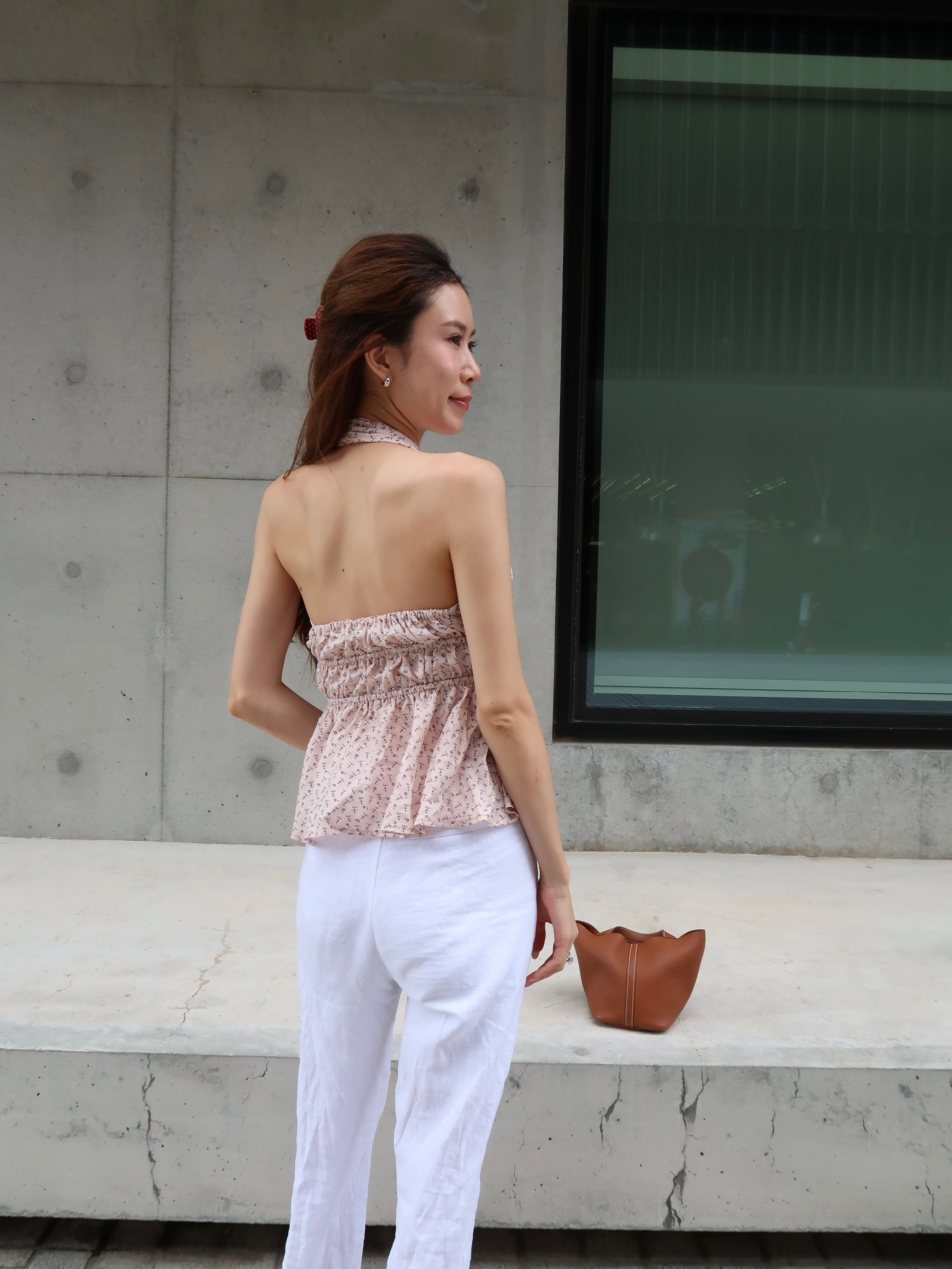 Cross Neck Flowery Tank Top