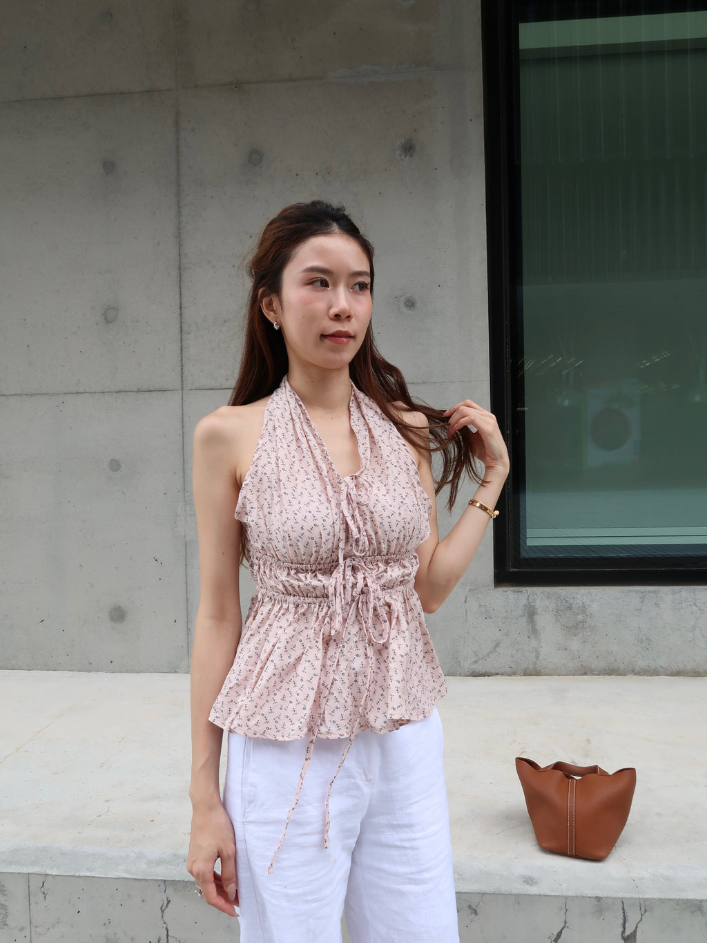 Cross Neck Flowery Tank Top