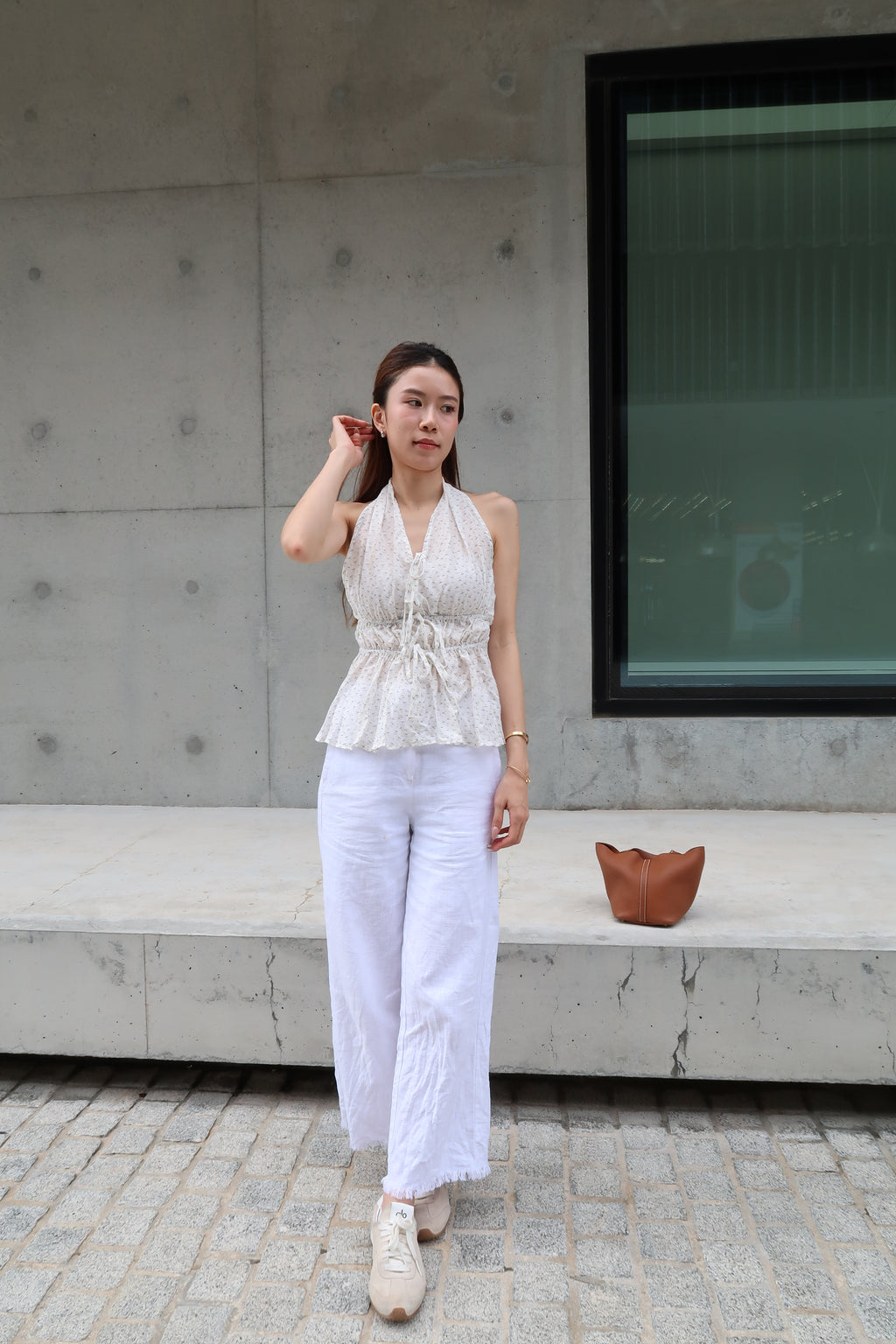 Cross Neck Flowery Tank Top