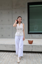 Cross Neck Flowery Tank Top