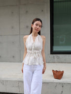 Cross Neck Flowery Tank Top