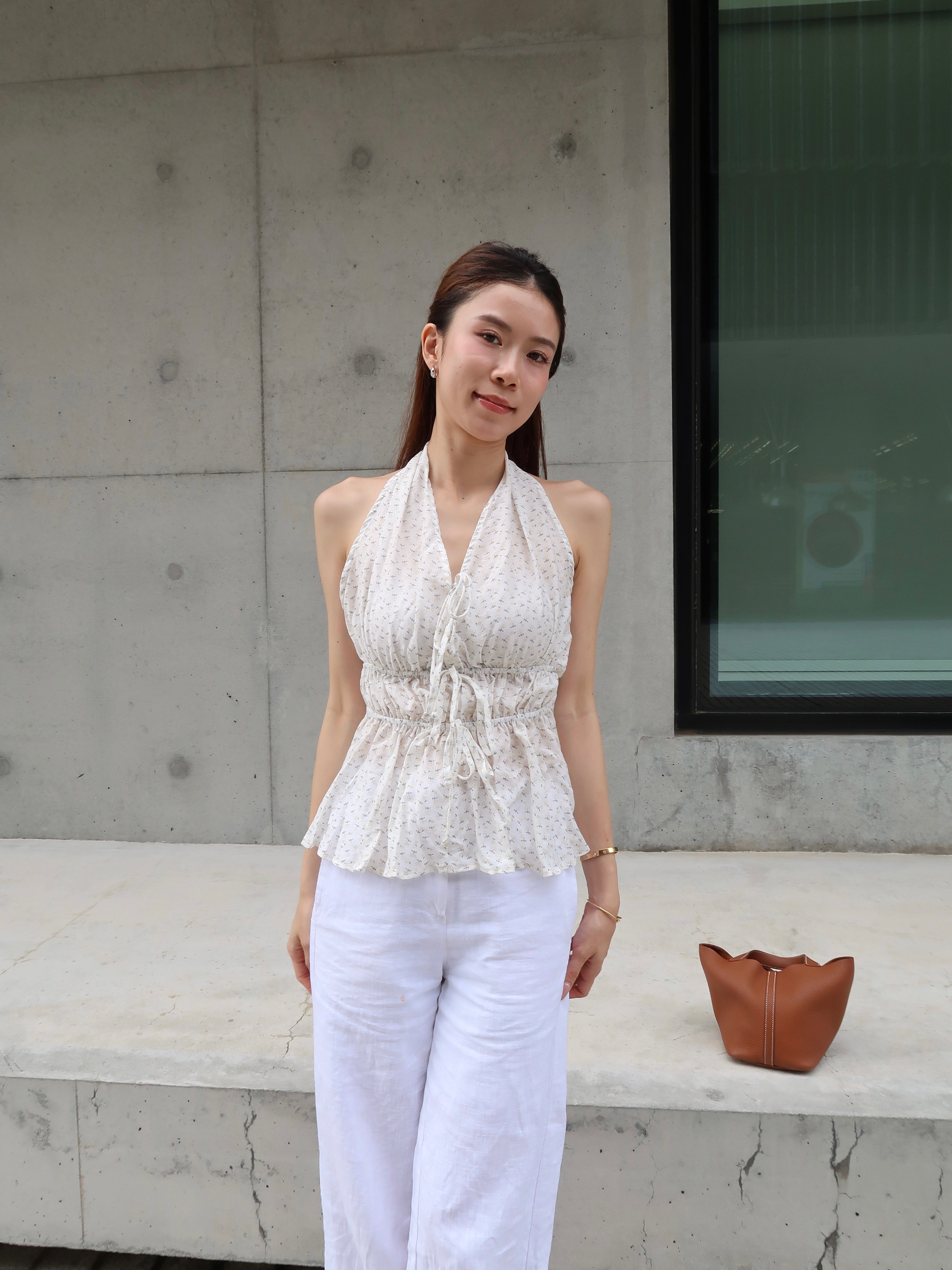 Cross Neck Flowery Tank Top