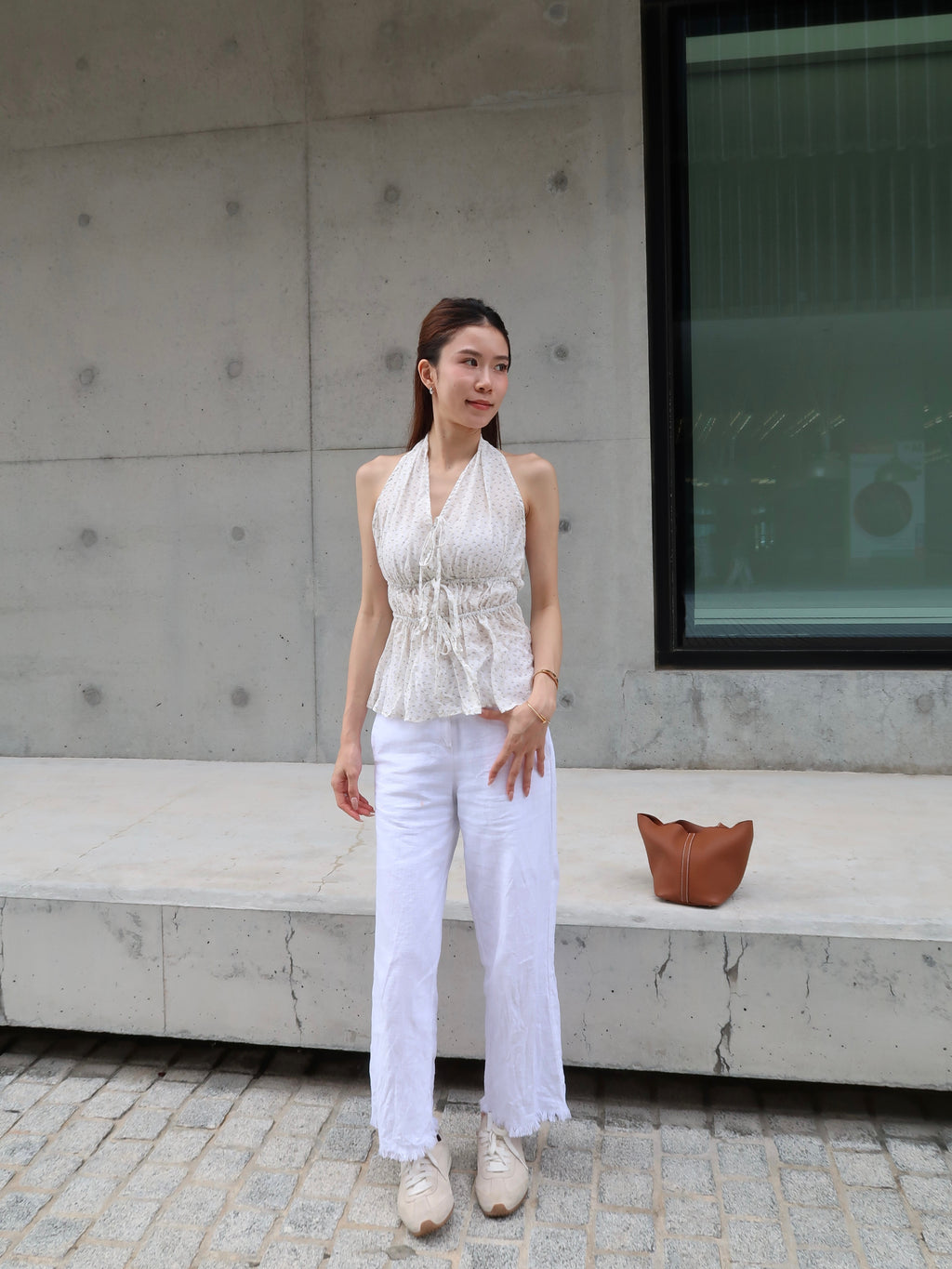 Cross Neck Flowery Tank Top