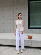 Cross Neck Flowery Tank Top