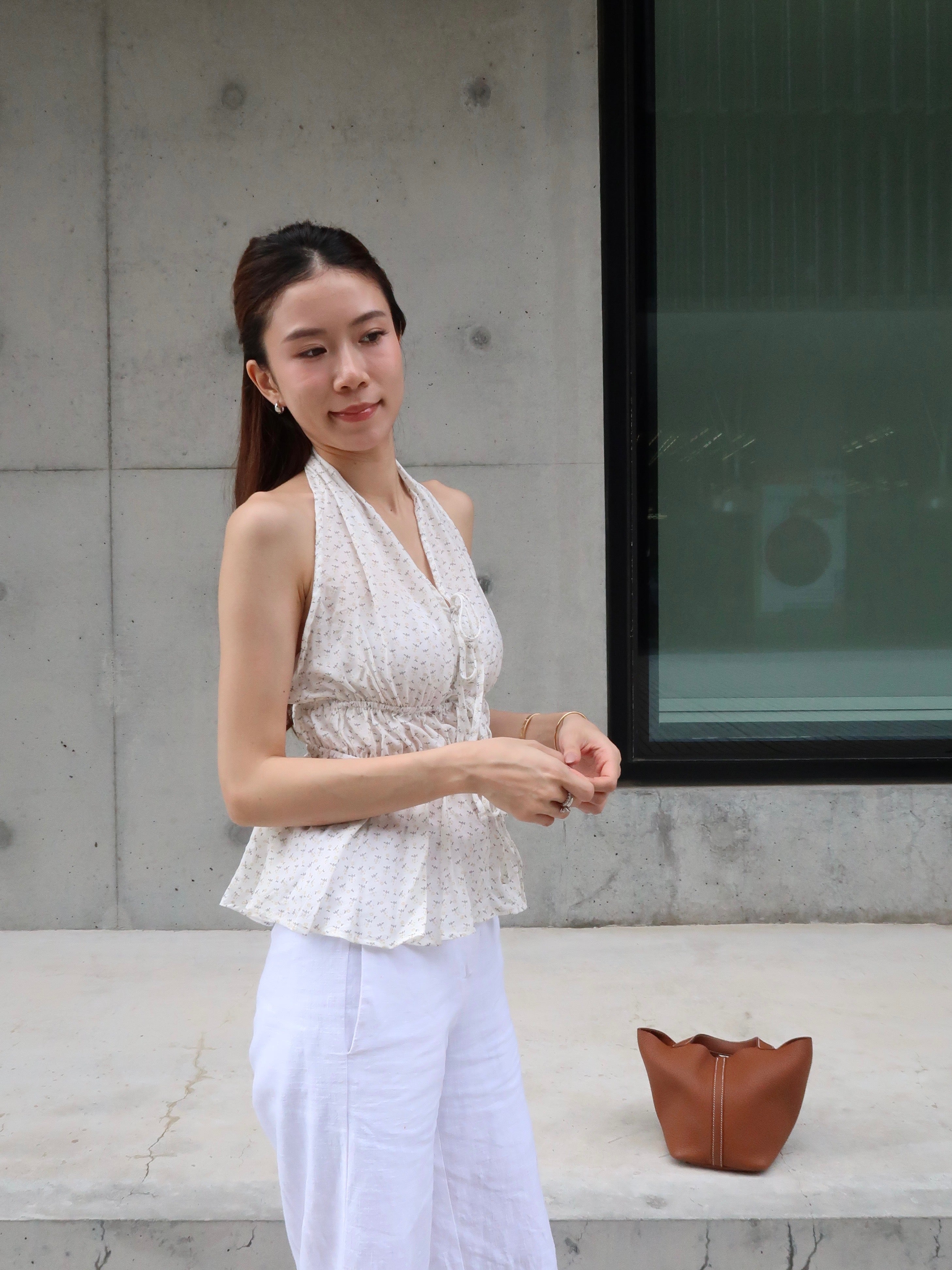 Cross Neck Flowery Tank Top