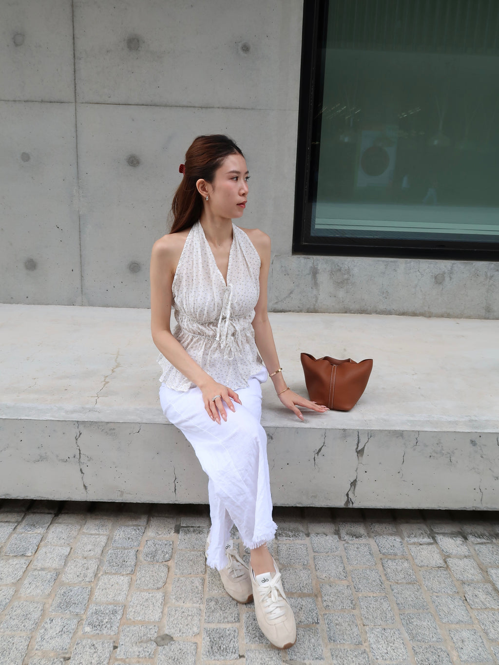Cross Neck Flowery Tank Top