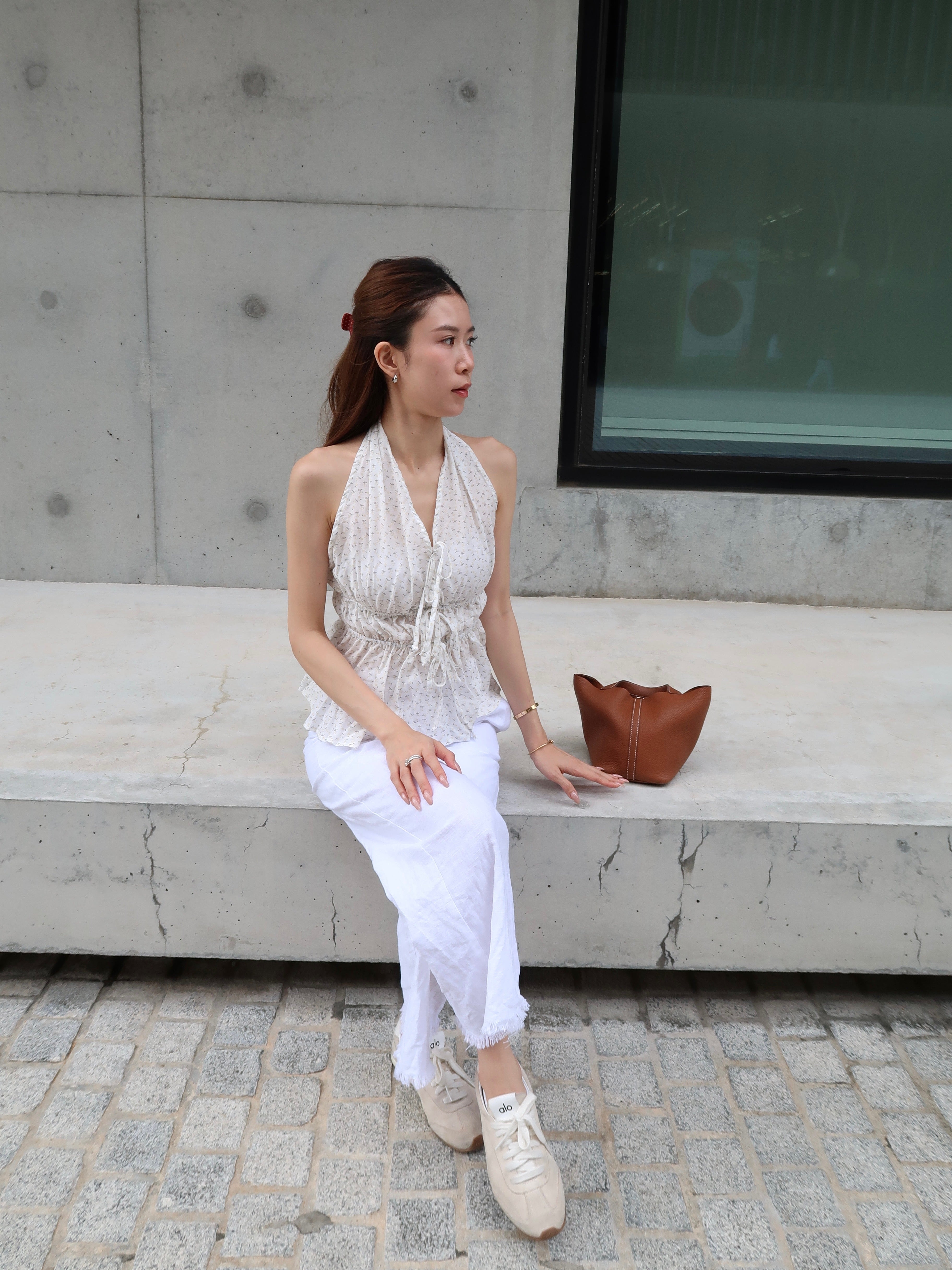 Cross Neck Flowery Tank Top