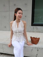Cross Neck Flowery Tank Top