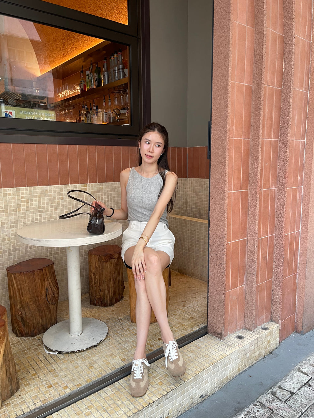 Crewneck Striped Cotton Tank Top