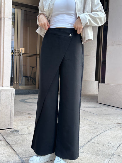 Wrap Button Chiffon Pants