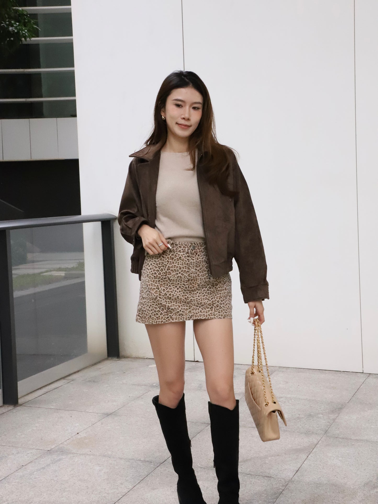 Leopard Denim Skirt Shorts