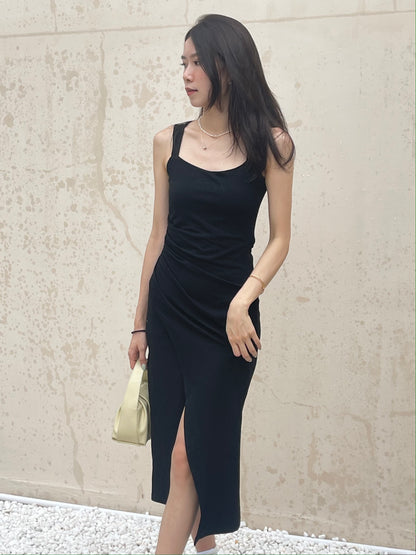 Square Neck Slit Maxi Dress