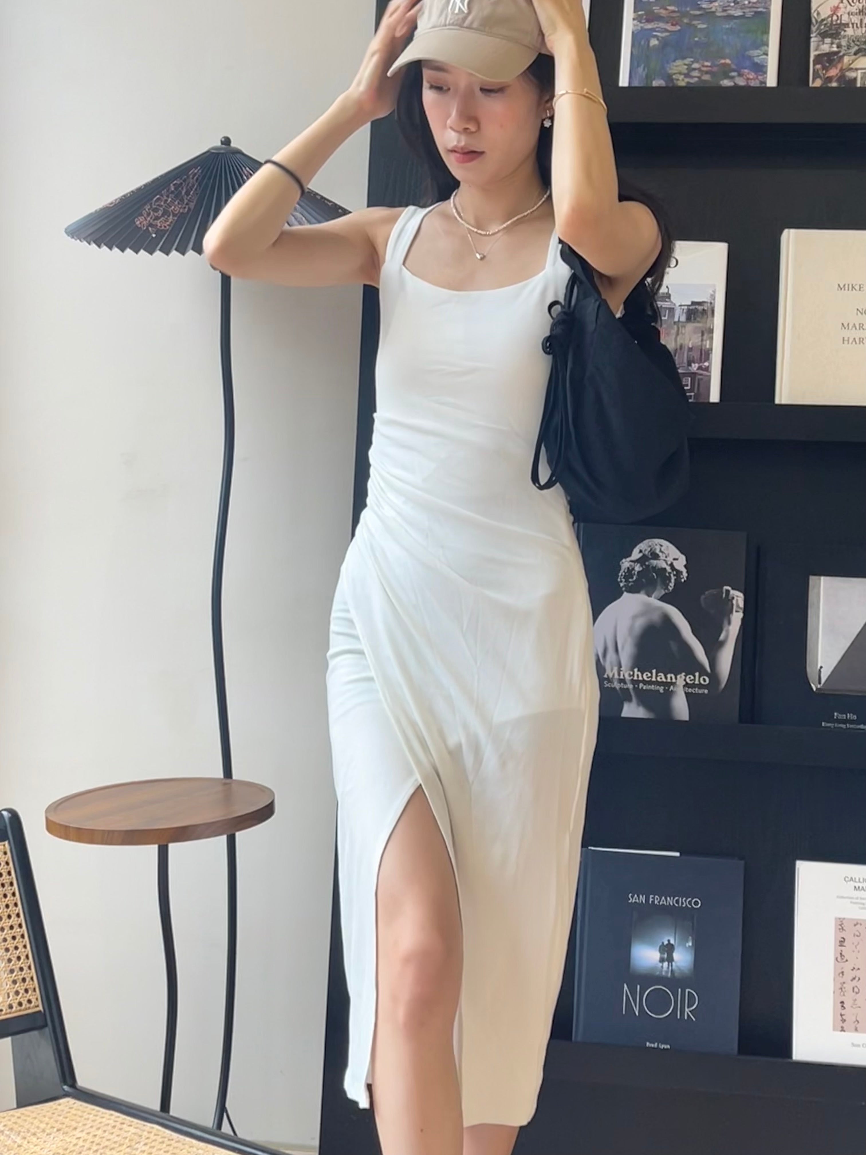 Square Neck Slit Maxi Dress