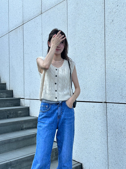 High Rise Double Button Jeans
