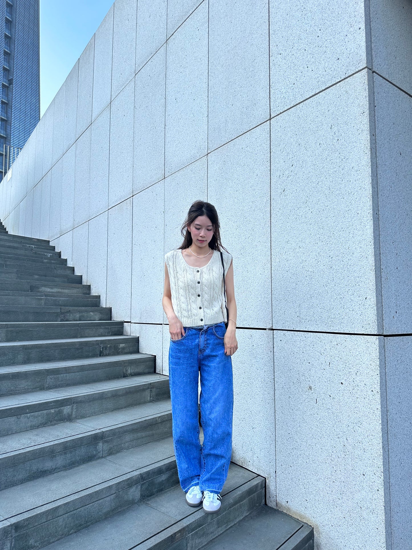 High Rise Double Button Jeans