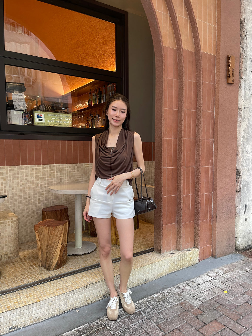 Tencel Ruffles Neck Tank Top