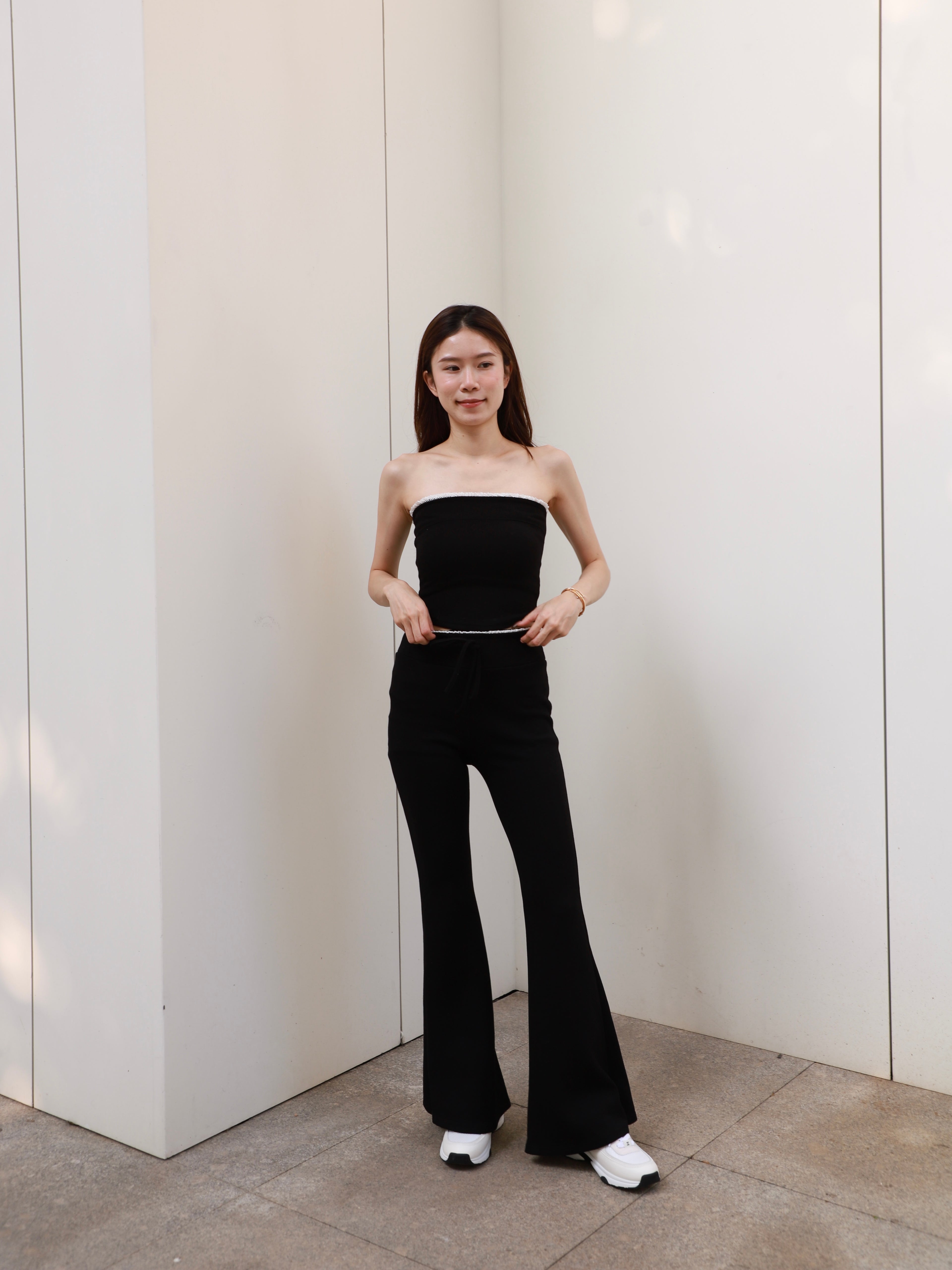 Lace Top & Flare Pants Set