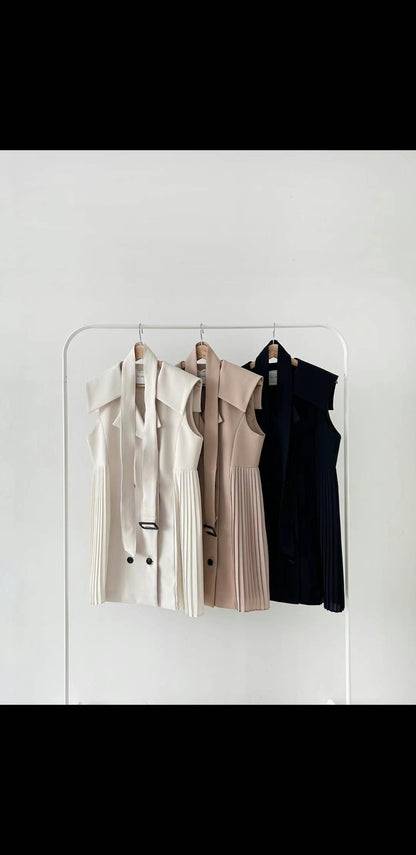 Pleated Trench Coat Mini Dress