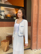 Light Blue Tweed Cardigan