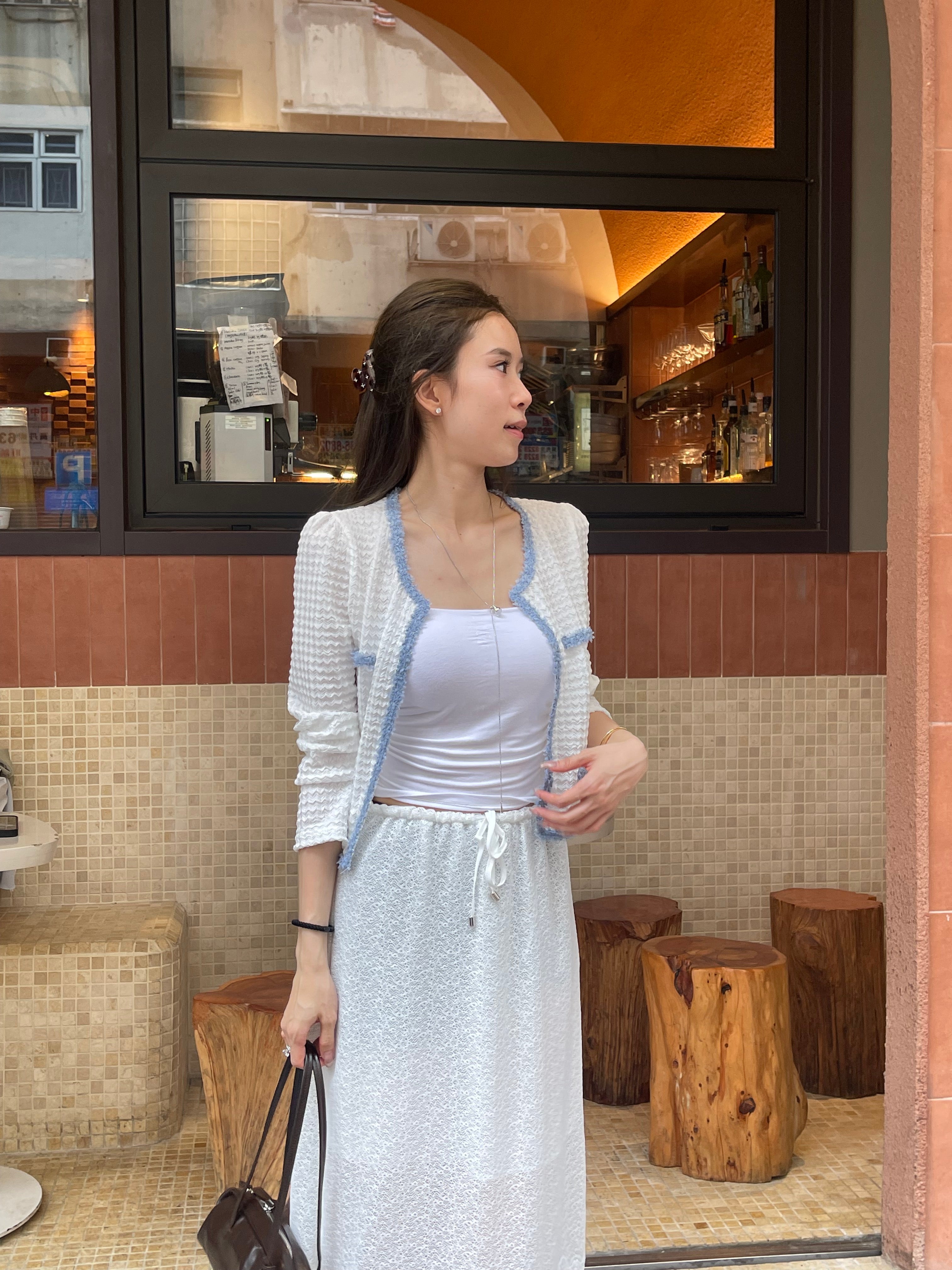 Light Blue Tweed Cardigan