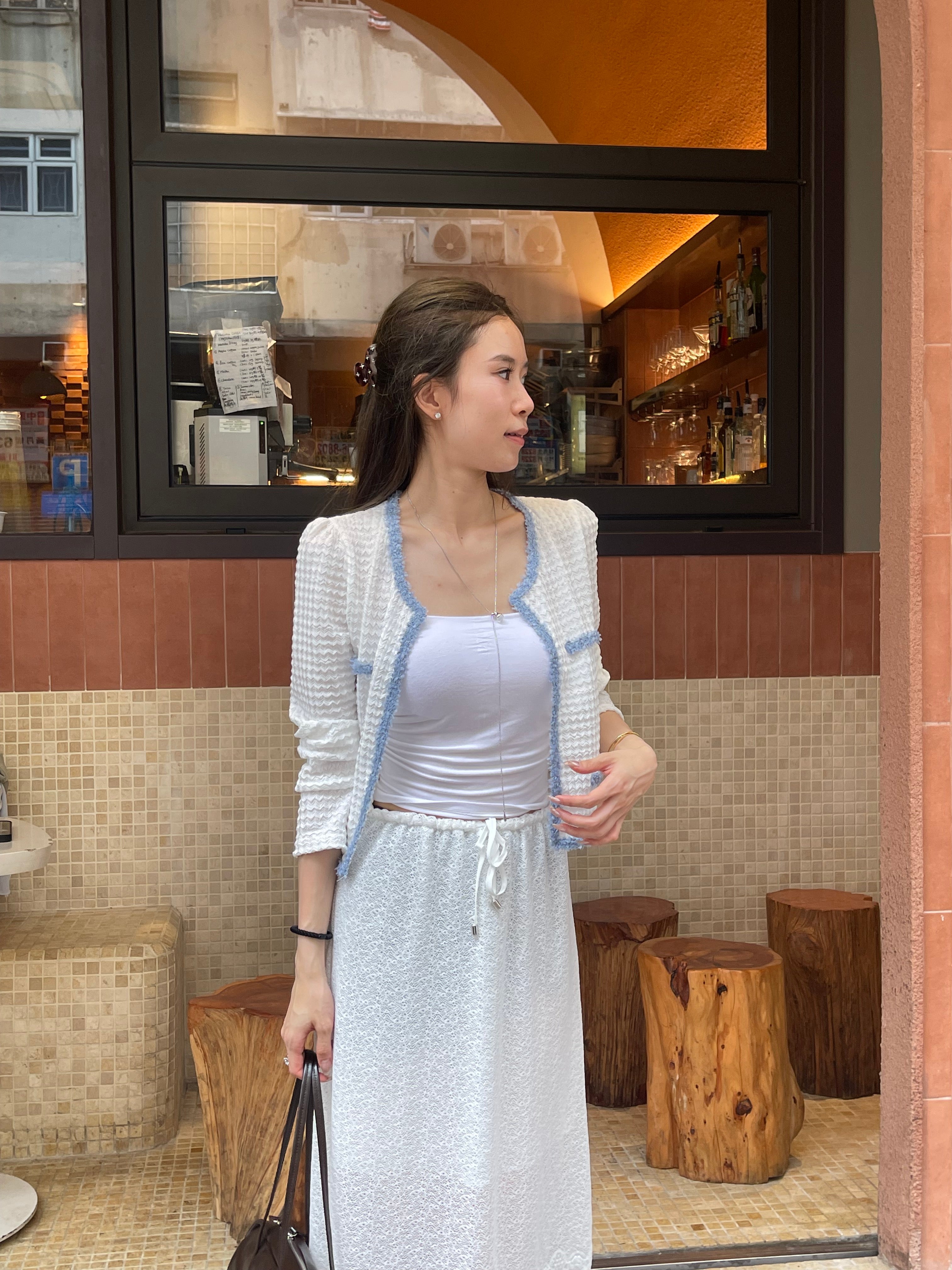 Light Blue Tweed Cardigan