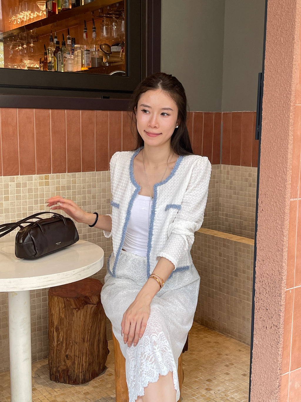 Light Blue Tweed Cardigan
