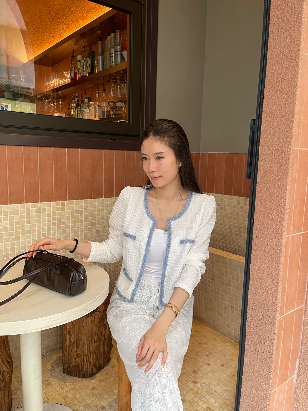 Light Blue Tweed Cardigan