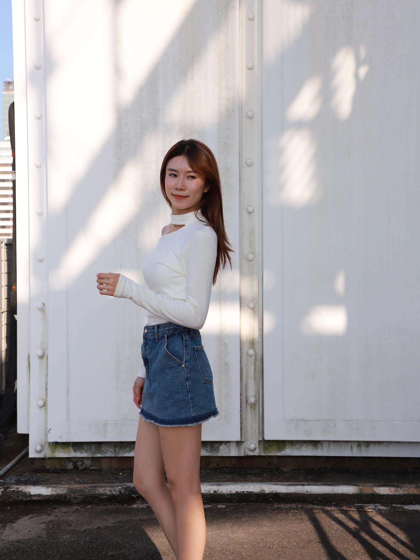 Lined Denim Skirt