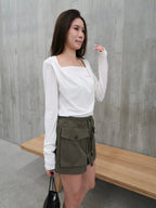 Zip Up 2 Pockets Skirt Shorts