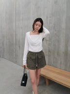Zip Up 2 Pockets Skirt Shorts