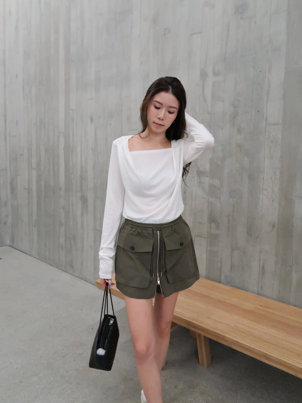 Zip Up 2 Pockets Skirt Shorts