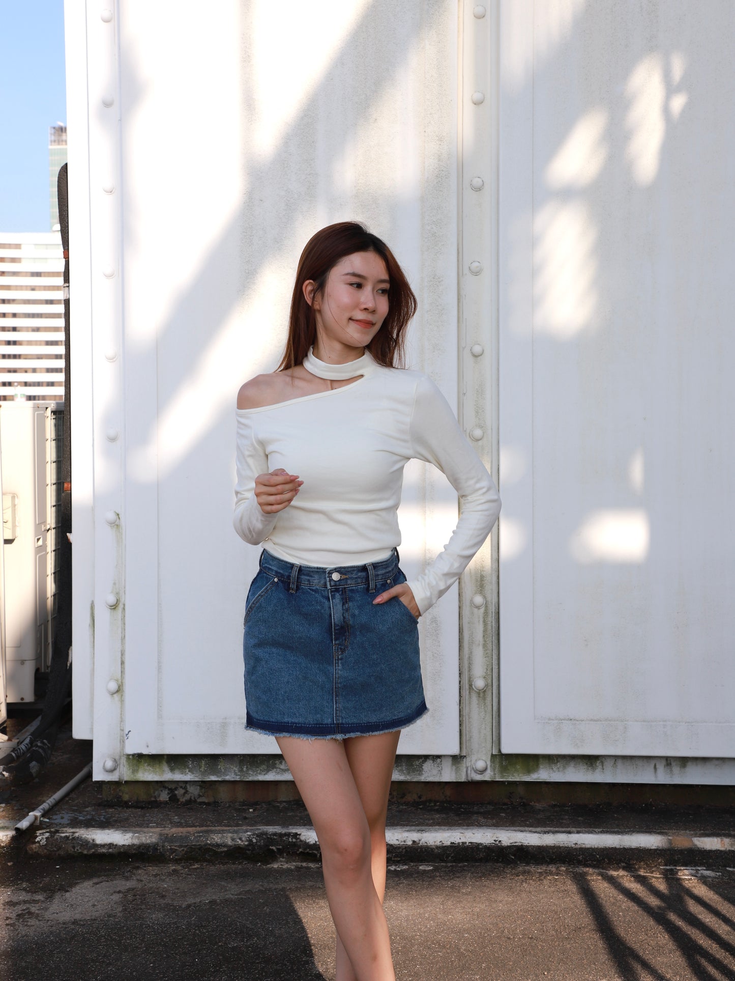 Lined Denim Skirt