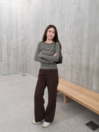 Brown Double Button Jeans