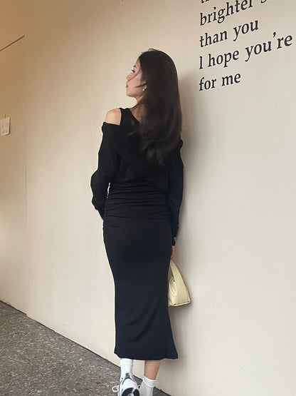 Zip Up Cardigan & Maxi Dress Set