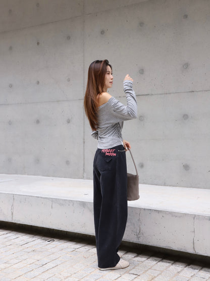 Cross Neck Striped Top