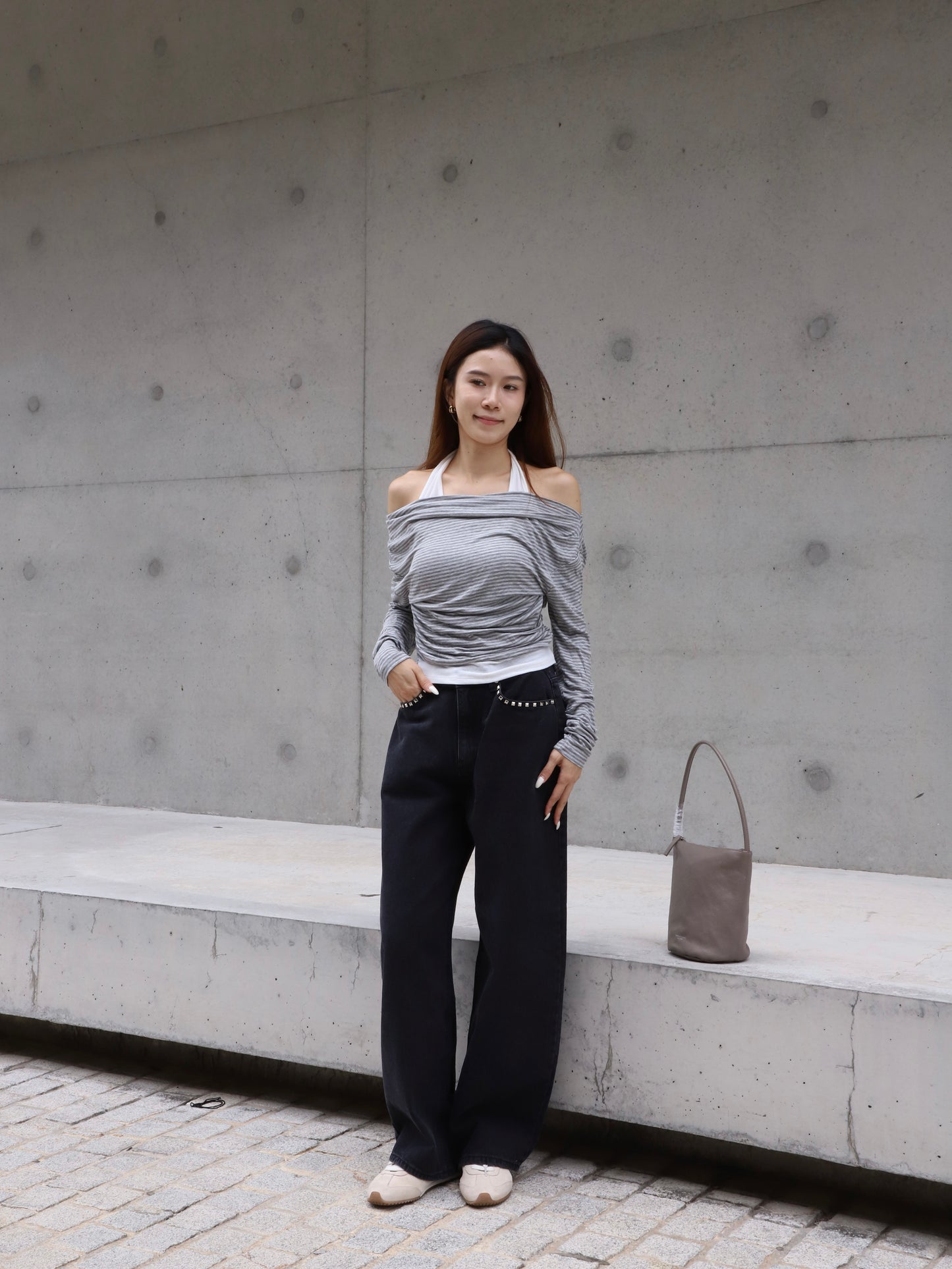 Cross Neck Striped Top