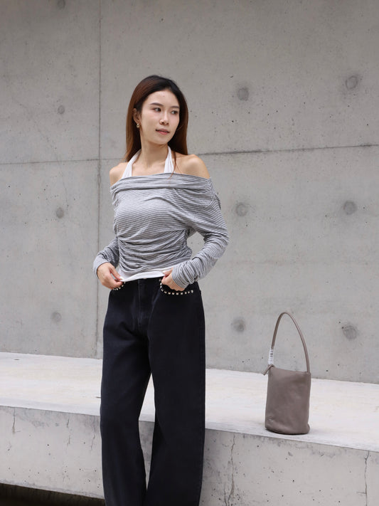 Cross Neck Striped Top