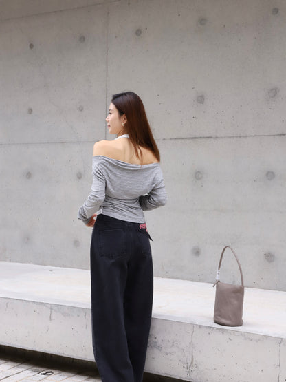 Cross Neck Striped Top