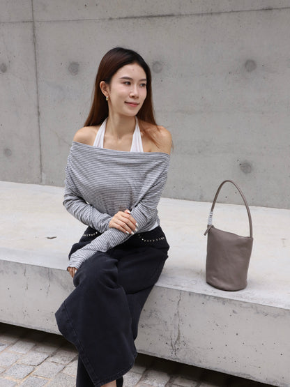 Cross Neck Striped Top